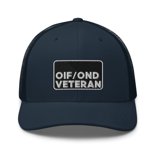 OIF and OND Veteran Embroidered Trucker Hat V1