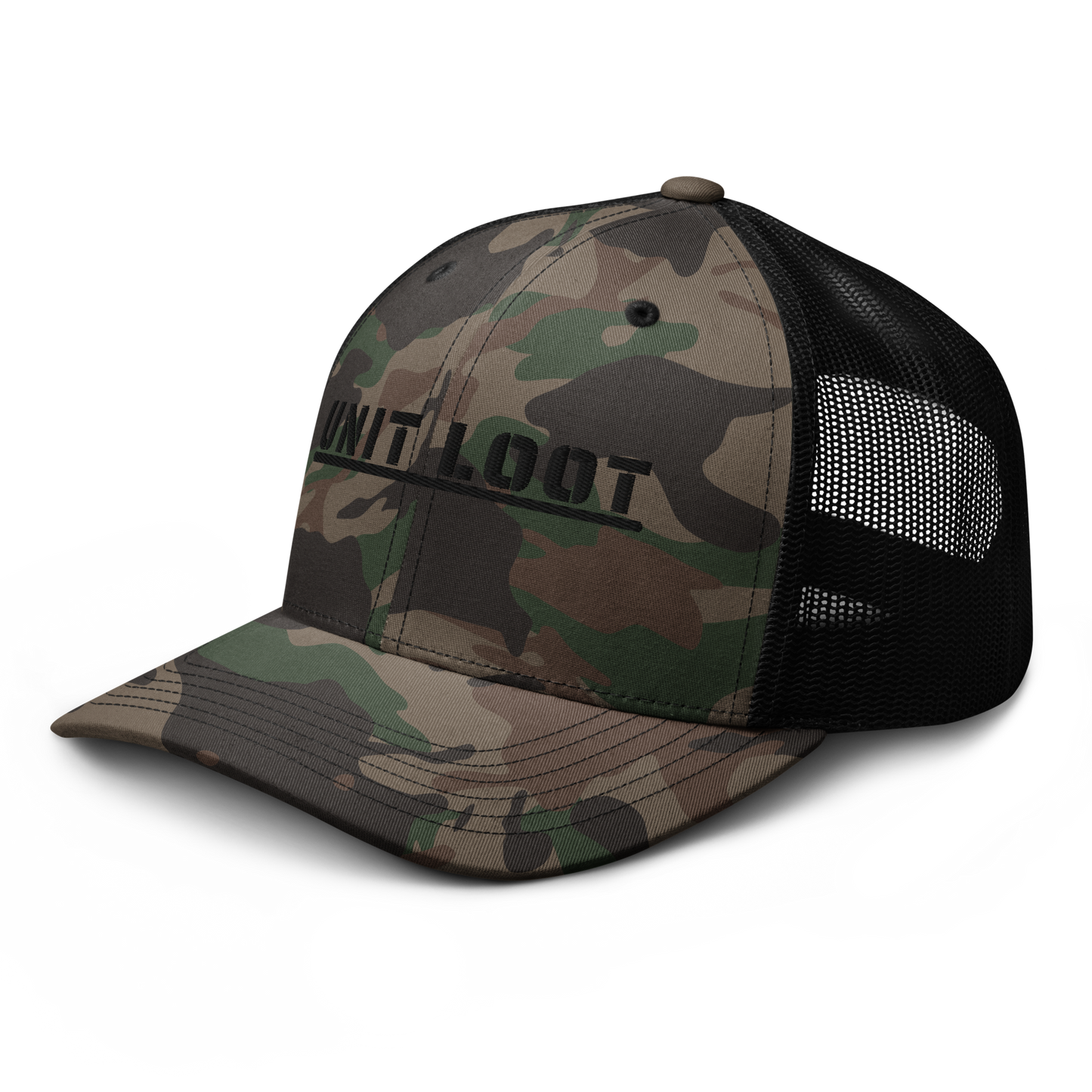 Unit Loot Branded Embroidered Camo Trucker Hat