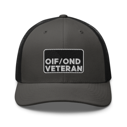 OIF and OND Veteran Embroidered Trucker Hat V1